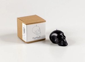 Bougie moulée artisanale - Pop Skull - Noir