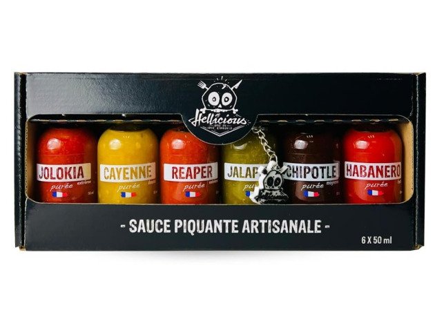 Coffret purées de piment artisanales Hellicious - 6 x 50 ml